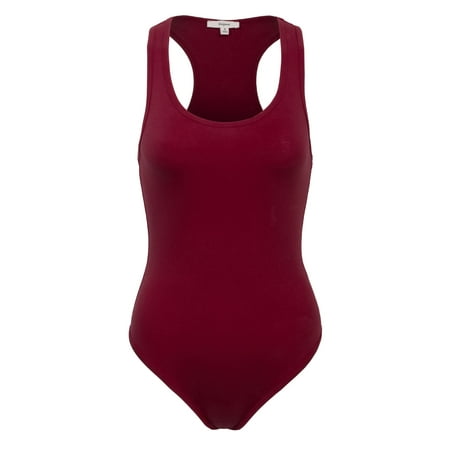 Flower Button Bodysuit - KOGMO Womens Cotton Racer Back Tank Bodysuit with Snap Button (S-XL)