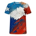 thumbnail image 5 of Men's 4th of July Patriotic Crew Neck T-Shirt - American Flag Print Short Sleeve Blouse, Red White Blue Stars Freedom Tee for Walking, Running & Independence Day Celebrations, 5 of 5