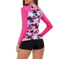 thumbnail image 6 of Idoravan Women's 2PCS Long Sleeve Swimsuit Swimsuit Women Long Sleeve Tops and Shorts Diving Suit Siamese Summer Beach Surfing Swimwear Pink XXL, 6 of 7