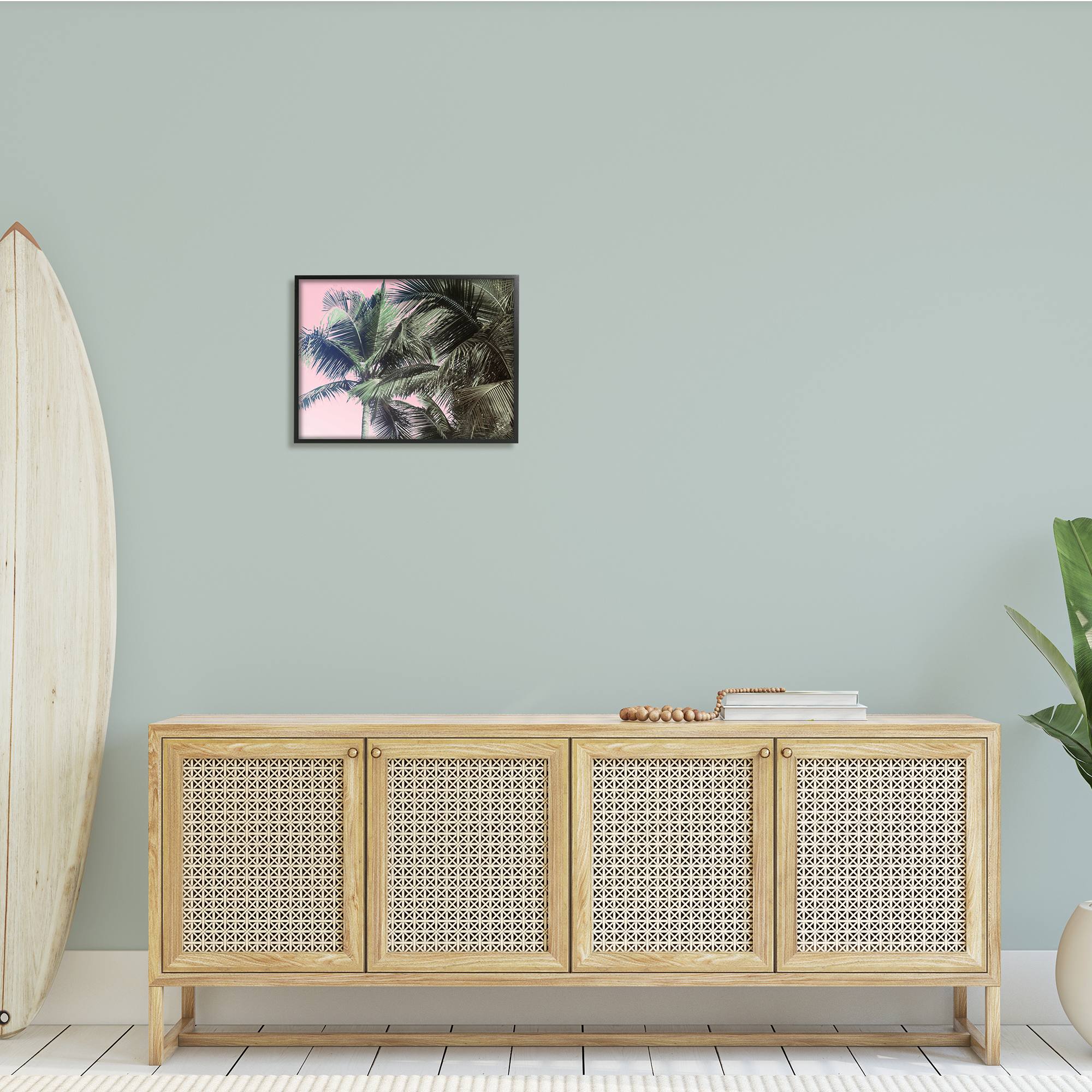 Stupell Indtries Tropical Palm Tree Fronds Layered Tall Trees Pink,20 x 16,Design by Kathy Mansfield