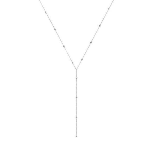 BAYAIXZ Jewelry for Women Round Bead Long Tassel Necklace for Women With Low Chest Sexy and Cool Collarbone Chain Necklace Necklaces (Silver,One Size)