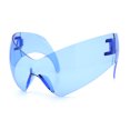 thumbnail image 4 of XL Oversized Rimless Shield Futuristic Wrap 80s Funky Robotic Sunglasses Blue, 4 of 8