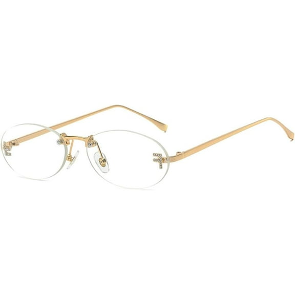 Sunglasses Women Men Metal Rimless Oval Gradient Sun Glasses Diamond Letter UV400 Sunglasses Eyewear