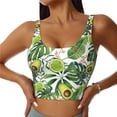 thumbnail image 2 of Haiem Green Tropical Pattern Womens Sports Bra - U Neck Padded Low Impact Yoga Bra Workout Crop Top Gym Moisture-Wicking Workout Vest -XX-Large, 2 of 9
