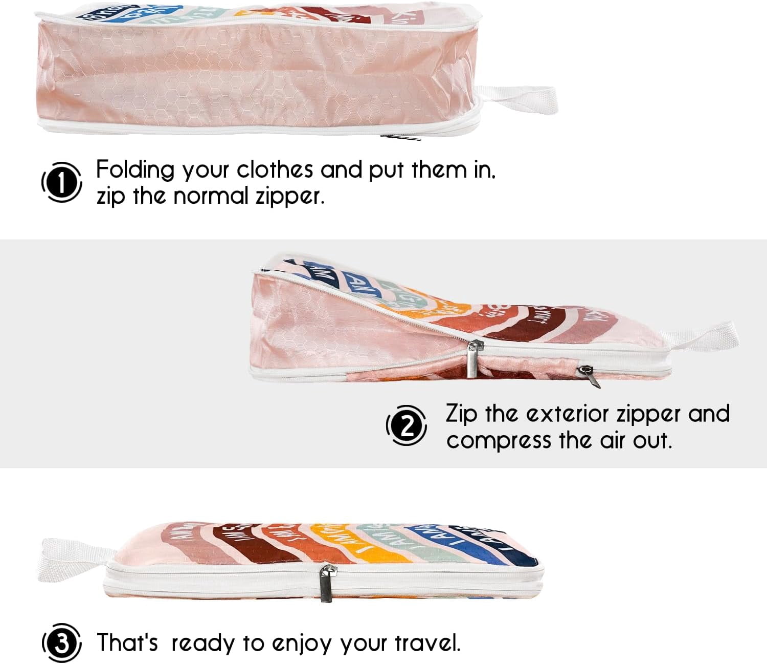 6 Set Compression Packing Cubes for Travel,Bohemia Packing Cubes for Suitcase Luggage Organizer Bags,Travel Essentials for Carry on Backpack,Ultralight and Waterproof(Boho Mid Century Minimalist)