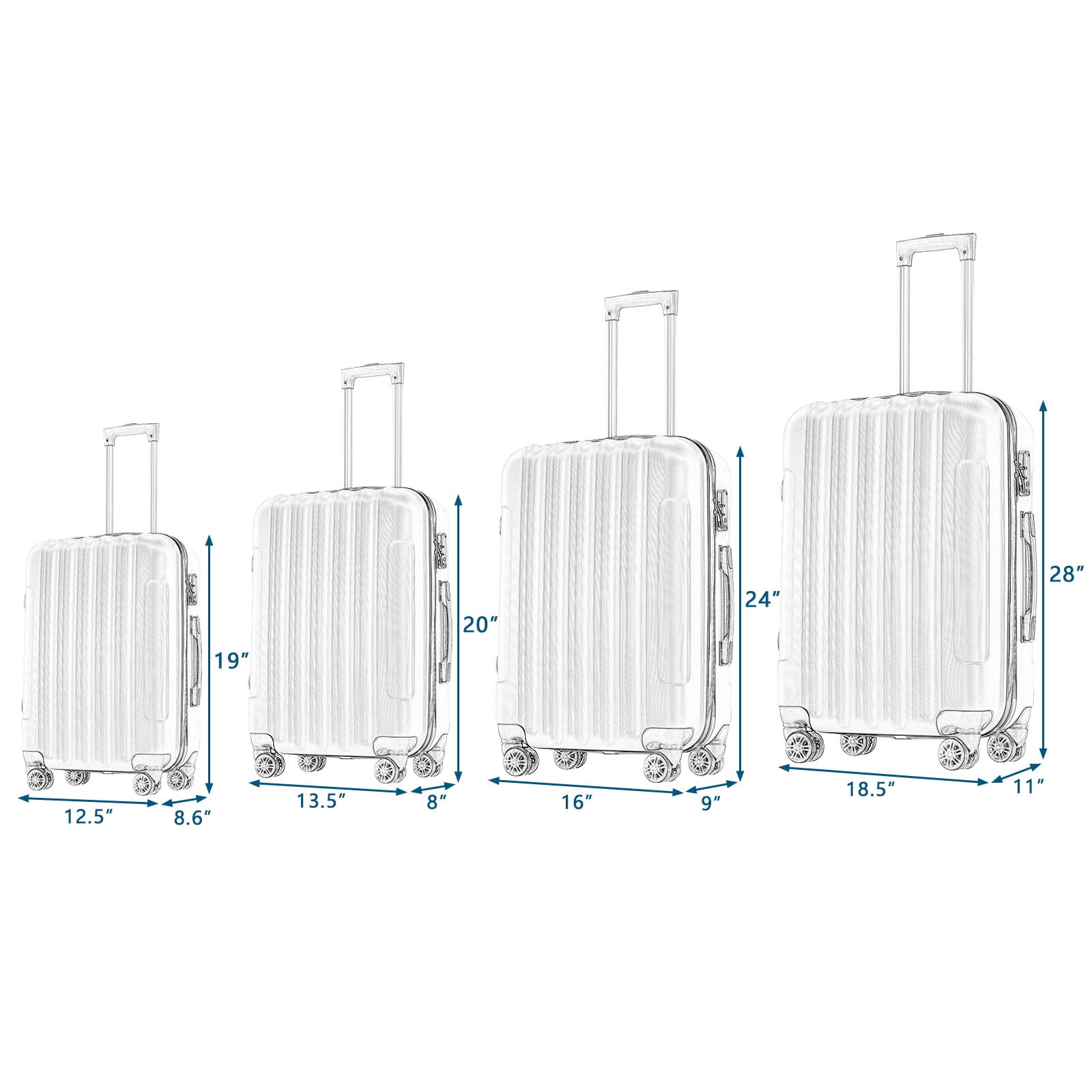Zimtown 4 Pcs Luggage Set, Durable Travelable Suitcase with Double Wheels and TSA Lock Rose Gold