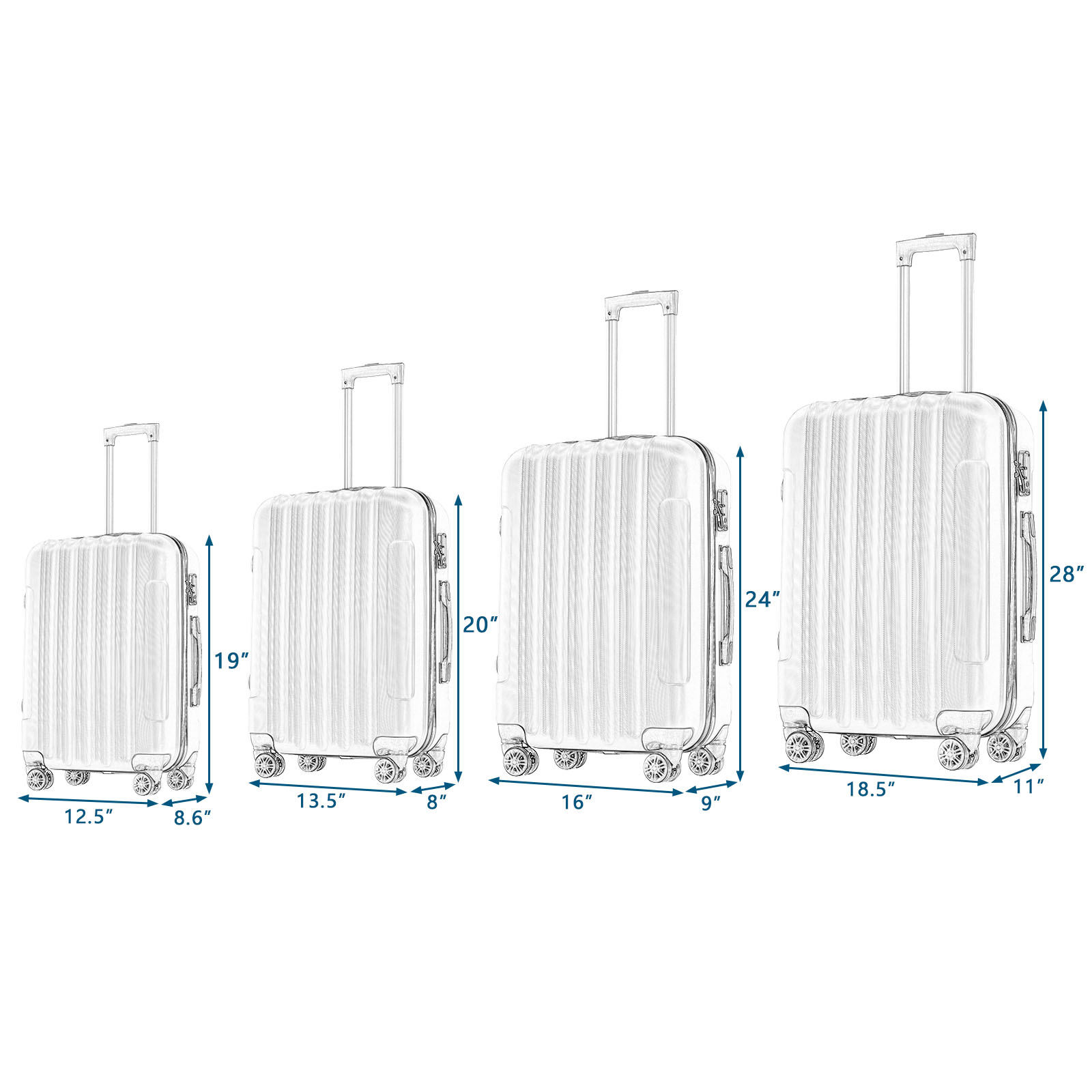 Zimtown 4 Pcs Luggage Set, Durable Travelable Suitcase with Double Wheels and TSA Lock Rose Gold - image 4 of 8