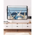 thumbnail image 3 of Outdoor TV Cover 70 to 75 Inch Weatherproof, Vintage Coastal Waterproof TV Screen Protector for Outside Decor with Zipper and Pocket 68"L x 42"H , Wood Texture Starfish Shell Aqua Blue Ivory, 3 of 7