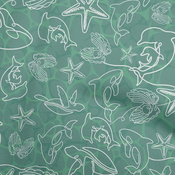 oneOone Cotton Cambric Dusty Teal Green Fabric Sea Dress Material Fabric Print Fabric By The Yard 42 Inch Wide