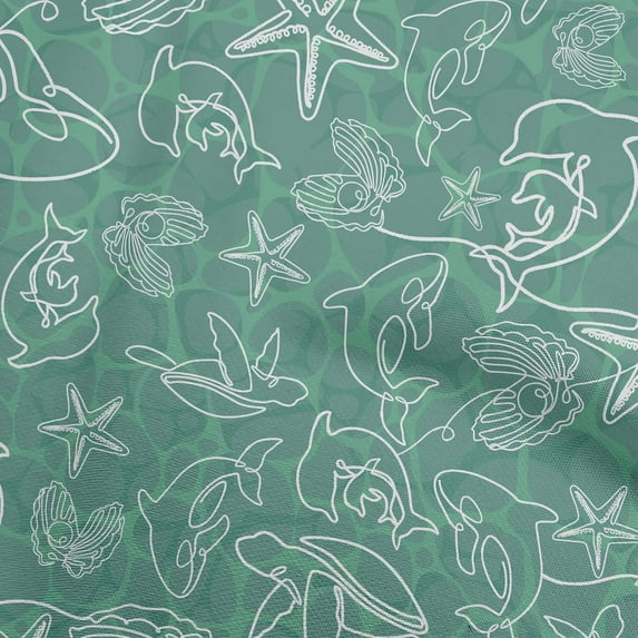 oneOone Georgette Viscose Dusty Teal Green Fabric Sea Sewing Material Print Fabric By The Yard 42 Inch Wide