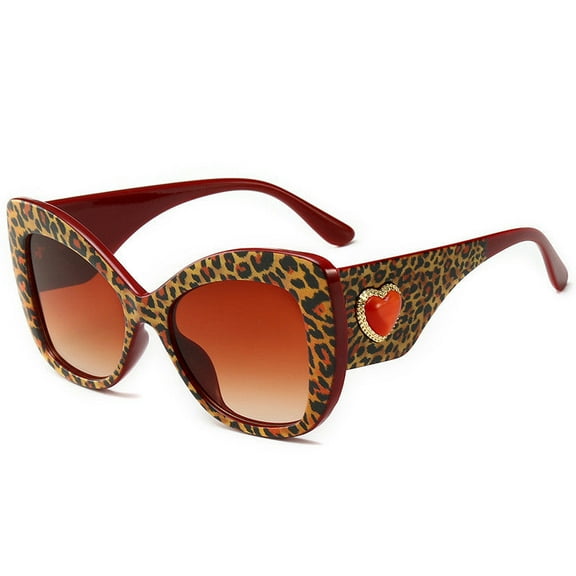 Vintage Cat-Eye Sunglasses, UV400 Protection, Leopard Print Frames, Trendy Large Frame Design, 99% Visible Light Perspective