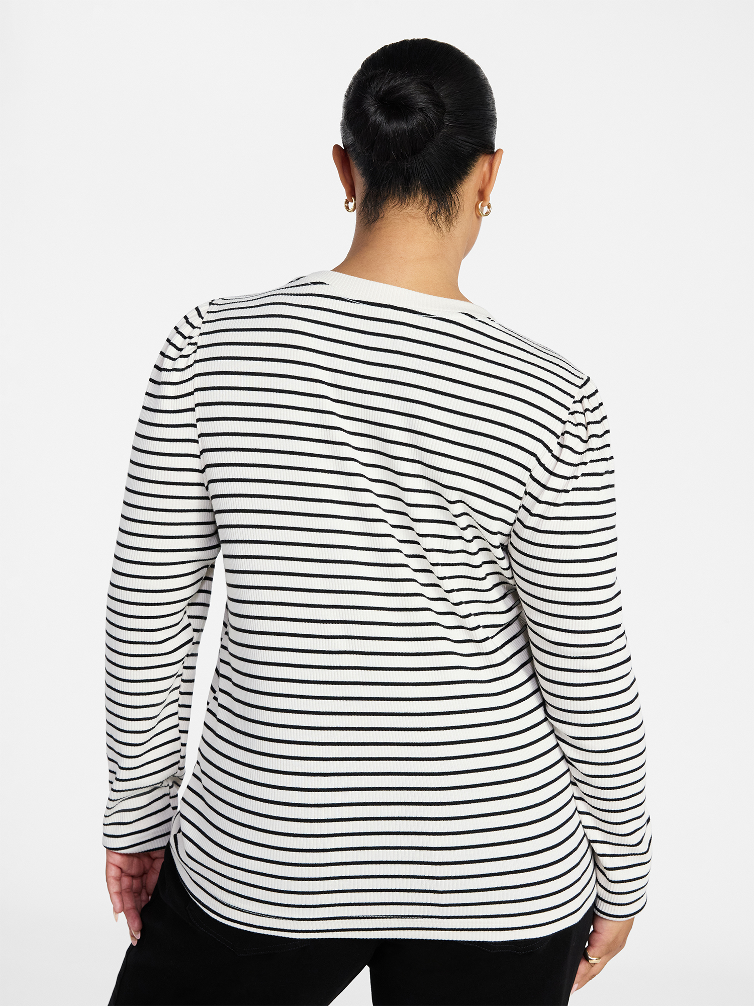Terra & Sky Women's Plus Puff Long Sleeve Crewneck Top, Sizes 0X-5X
