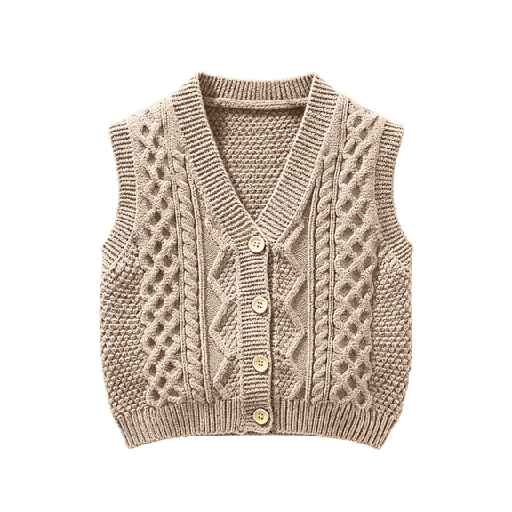 fatyb Toddler Baby Sweater Vest Sleeveless Button down V Neck School Uniform Cardigan for Boys Girls