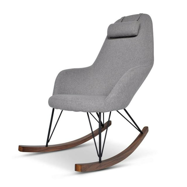 Jayce Mid-Century Modern Tight Back Fabric Rocking Chair in Gray