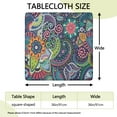 thumbnail image 2 of Bohemian inspired floral print elastic table cover, designed specifically for square patio tables and kitchen dinettes, 2 of 6