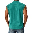 thumbnail image 4 of Evdexr Men's Shirts Distressed Henley Tank Tops Summer 2026 Sleeveless Vintage Button Down Running Polo Shirts Lightweight Cotton Tee Shirt with Pocket Turquoise L, 4 of 5