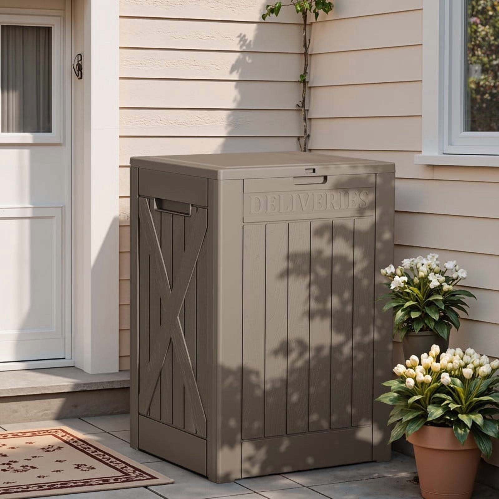 Homall 53 Gallon Package Delivery Boxes, Waterproof Outdoor Resin Mailbox for Packages With Lockabla Lid, Outdoor Storage Parcel Box for Outside