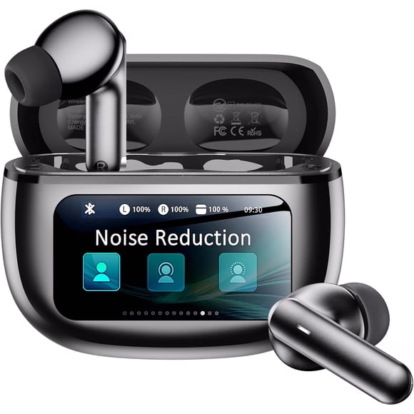 Auriculares Inalámbricos VEATOOL con Cancelación Activa de Ruido y Pantalla Táctil Inteligente, Sonido Estéreo HiFi, Llamadas Nítidas ENC, 40H de Reproducción, Modo Transparente y 5 Modos EQ