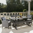 thumbnail image 2 of GDF Studio Boris Outdoor Wicker and Aluminum 6 Piece Dining Set with Bench, Gray and Light Gray, 2 of 13