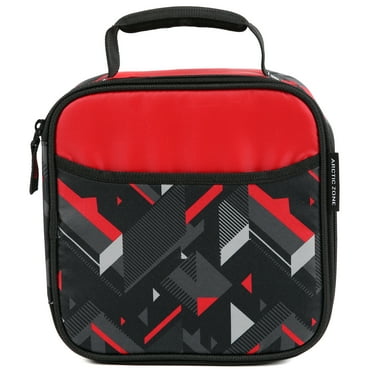Arctic Zone Lunch Box Combo with Ice Pack, Water Bottle, and Sandwich Container, Tesseract Gray/Red