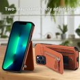 thumbnail image 3 of Zipper Wallet Case for iPhone 12 Pro 6.1 inch, Shockproof  Slim Kickstand Phone Case Weave Texture with Credit Card Holder Purse Gift for Women Men Compatible with iPhone 12 Pro 6.1 inch,Brown, 3 of 12