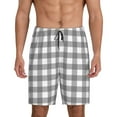 thumbnail image 2 of Rocae Gray Checkboard for Men's Soft Sleep Pajama Shorts, Waistband and Pockets, 2 of 9