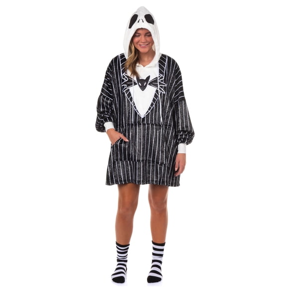 Disney Nightmare Before Christmas Pajamas Women's Hooded Dorm Sleep Shirt with Socks