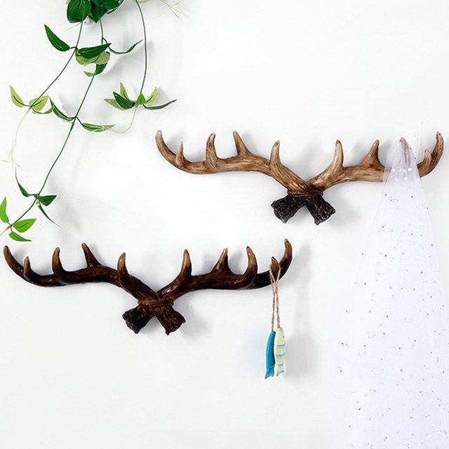 Gancho de pared con astas de resina multiusos, abrigo de pared, llaves, bolsos, gancho para ropa, decoración del hogar