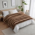 thumbnail image 3 of Cozylore Luxury Faux Fur Throw Blanket for Bed Super Thick Warm Fuzzy Blankets for Bedroom Living Room, 60" x 80", Brown, 3 of 8