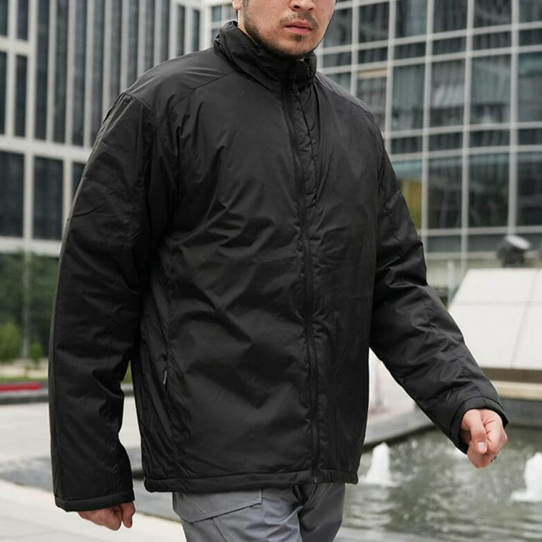 Tawop Mens Coats Stand Collar Wind Breaker Thermal Cotton Long