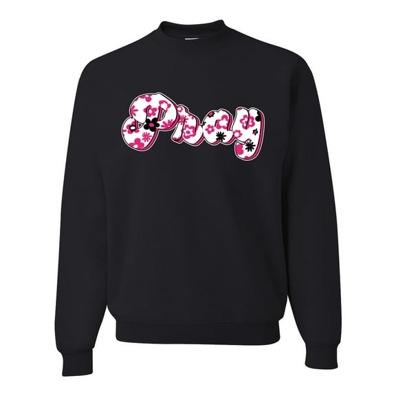 Wild Bobby, Pray Bubble Letters Inspirational/Christian Unisex Crewneck Graphic Sweatshirt, Black, Small