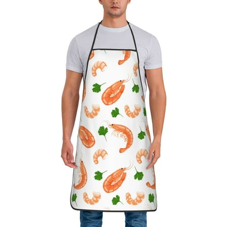 

Aprons for Men Women - Cilantro Shrimps Cooking Kitchen Apron Chef Apron Waterproof Apron for Painting Pottery Baking BBQ Gardening Salon Gift For women Men