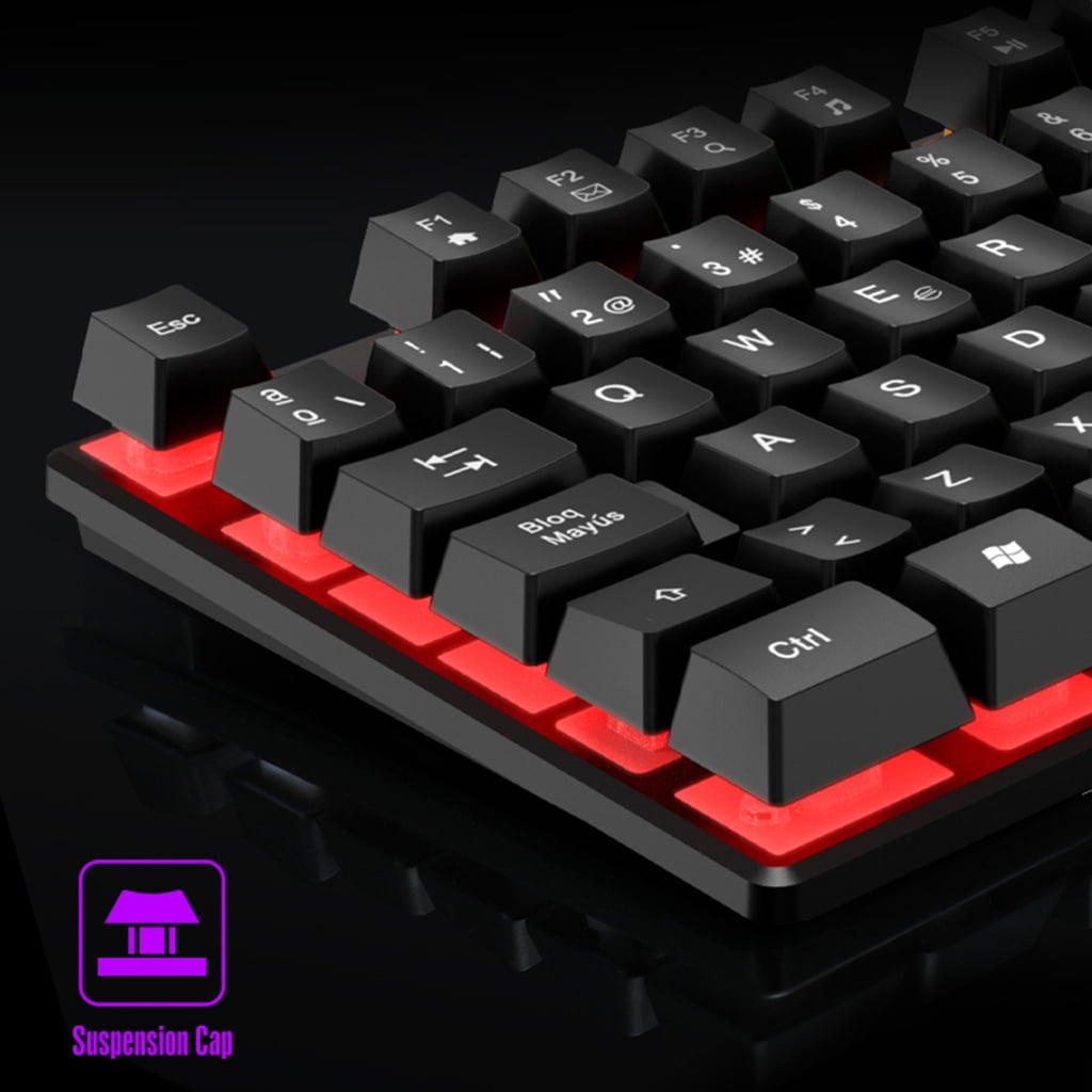 Plugs and Play USB Cord Gaming Keyboards 104Key RGBs Backlight Floating Button Mechanical Feel LagFree Perf