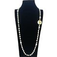 thumbnail image 2 of Handmade White Pearl & Pastel Gemstone w/ Round Gold Coin Side Pendant Necklace For Women by Isabella Jewelry, 2 of 5