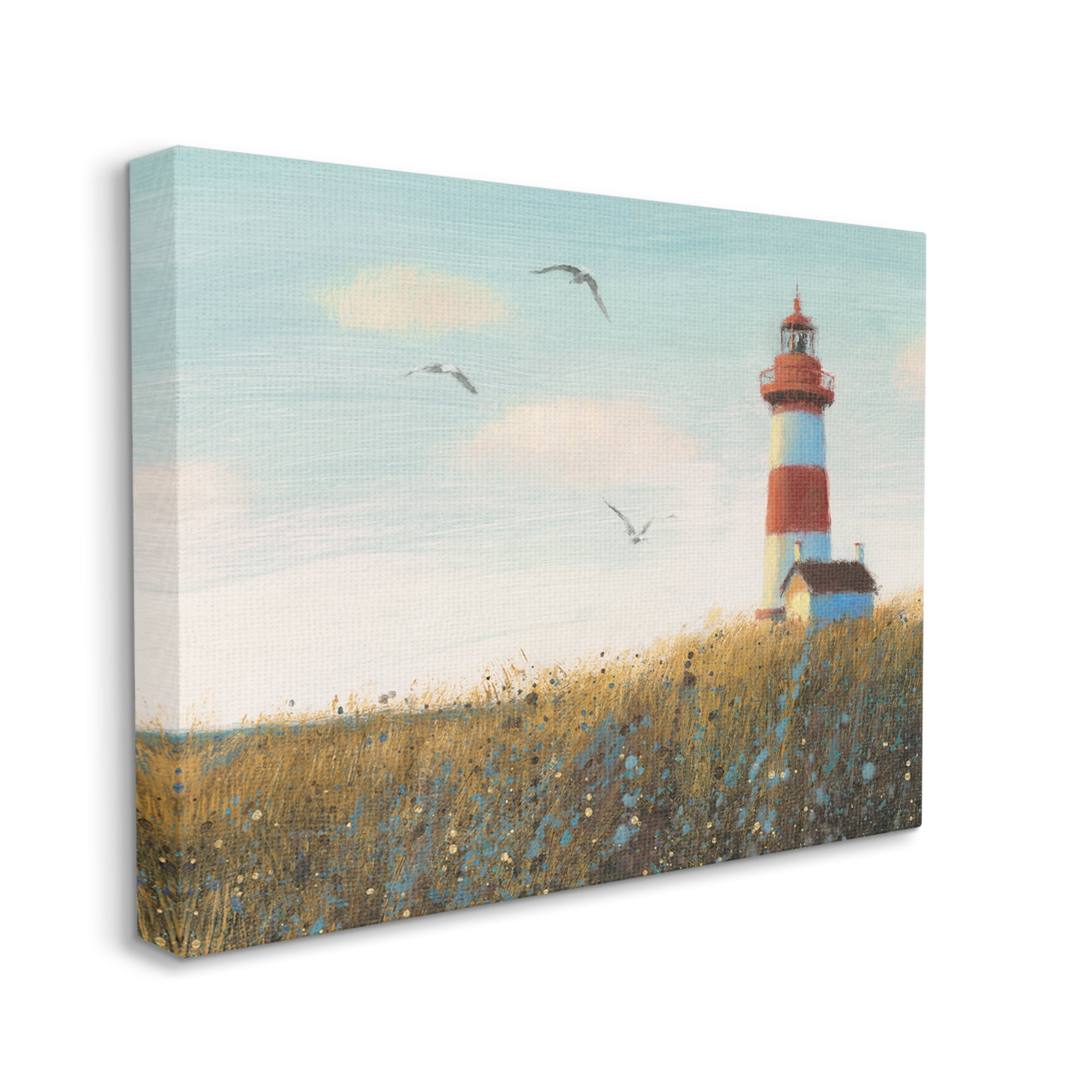 Stupell Industries Coastal Lighthouse Painting Nature Painting Gallery Wrapped Canvas Print Wall Art, 40 x 30