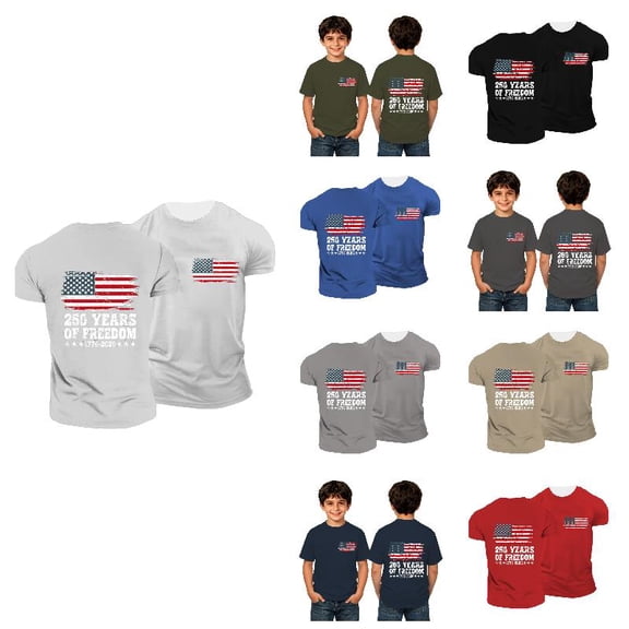 WAYUTE Boys Shirts Youth Kids 250th Anniversary USA Shirt Independence Day Short Sleeve Us National Flag Graphic Tees Summer Casual