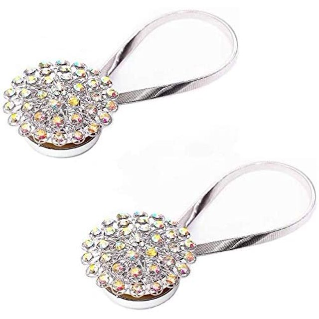 Tiebacks de cortina 2 piezas, Clips magnéticos de Tieback de cortina, diseño de cristal brillante, decoración única del hogar JFHHH pequeña