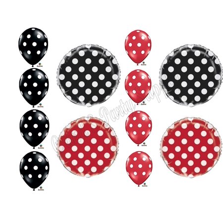 Coordinating Mickey Minnie Red Black Birthday Party Balloons