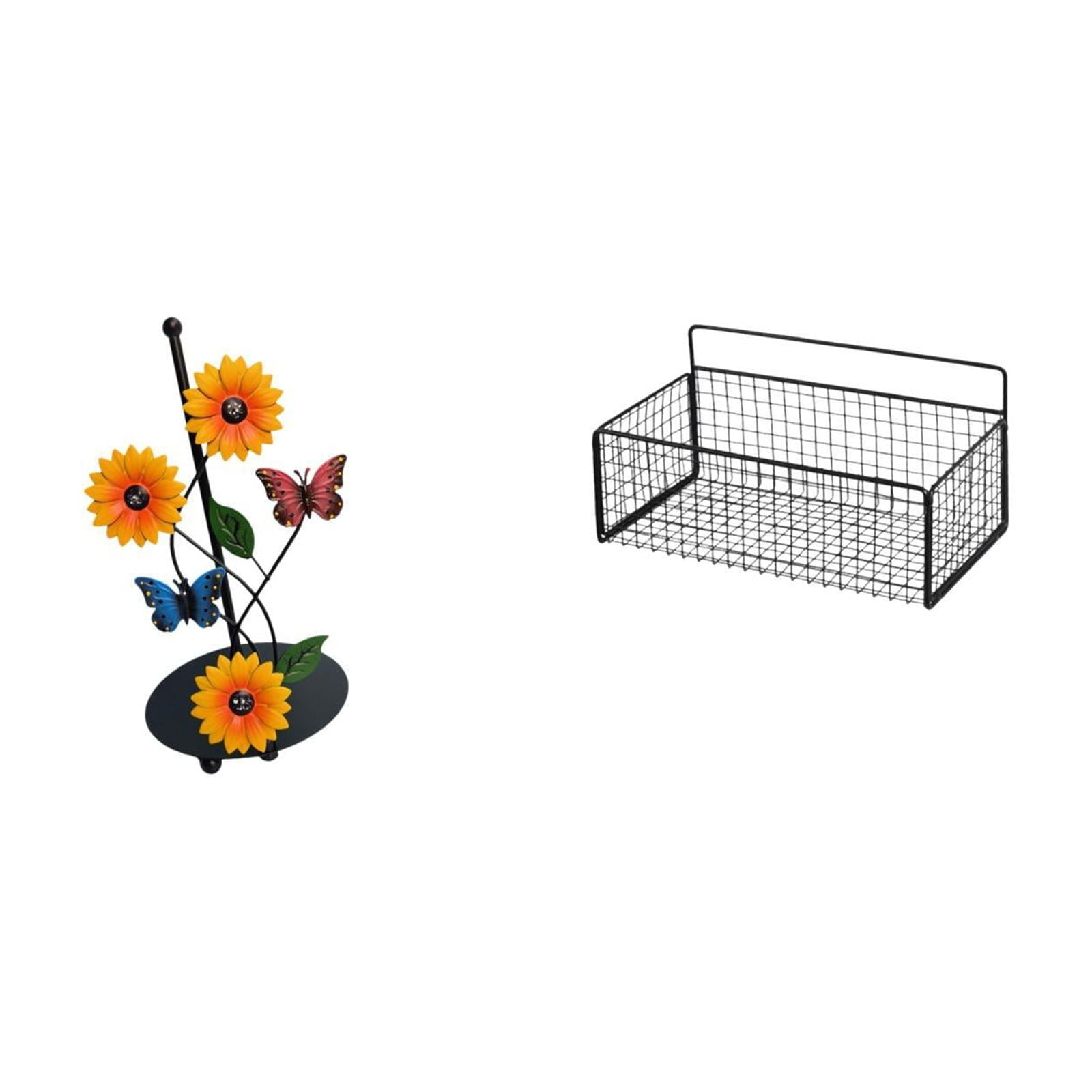 Fiocias Toilet Paper Holder Paper Towel Holder Countertop Hanging Storage Basket Wall Mounted Shelves Iron Wire Construction Suitable for Kitchen Bathroom