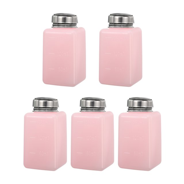 Unique Bargains 5pcs 6 Oz/180ml Alcool Pousser vers le Bas Pompe Distributeur Bouteille Presse Liquide Récipient Vide, Rose