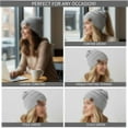 thumbnail image 3 of Women's Ponytail Beanie Hat, Winter Warm Knit Slouchy Beanie with Criss-Cross Opening for High Buns & Ponytails, 3 of 7