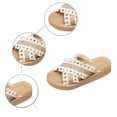 thumbnail image 5 of Women Espadrilles Platforms Sandals Wedge Canvas Open Toe Slippers Vintage Heel Solid Color on Summer Dress Comfortable Trendy Breathable Non Vacation Walking Shoes, 5 of 9