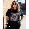 thumbnail image 3 of Eastern Dragon Floral T Shirts for Women Short Sleeve Cotton Crewneck T-Shirt Watercolor Animal Tee Tops Casual Basic T-Shirts, XS-5XL Black XL, 3 of 7