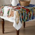 thumbnail image 4 of Navy Blue Christmas Snowman Table Cloth Waterproof Tablecloths, Xmas Tree Snowflake Botanical Tablecloth Dining Table Cover for Kitchen Party Tabletop Outdoor, Square Tablecloth 60x60 Inch, 4 of 9