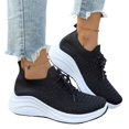 thumbnail image 6 of Womens Lace Up Flying Woven Walking Shoes, Breathable Mesh Soft Sole Sneakers, Lightweight Casual Daily Athletic Footwear Black 39, 6 of 6