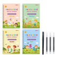 thumbnail image 1 of QJUHUNG Reusable Grooved Handwriting Workbooks Reusable Copybook  Writing Practice Copy Books for Preschools Grooves Template Design and Handwriting Aid Practice for Age 3-8 (4 Books with, 1 of 7