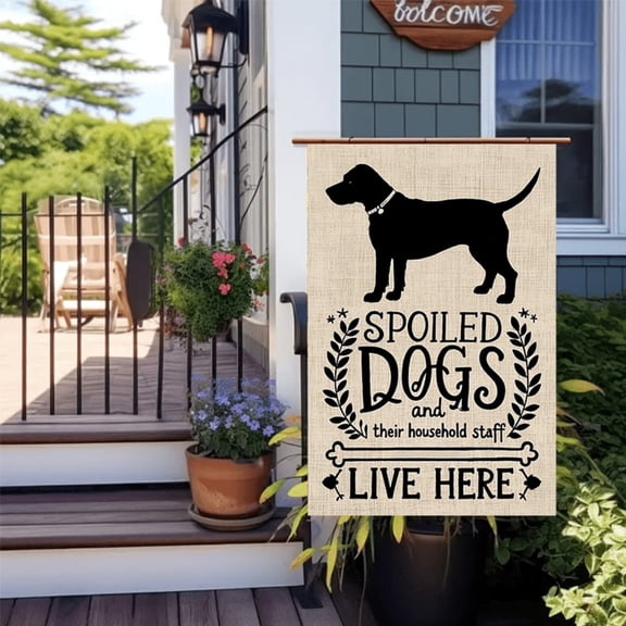 1 piece, 2D flat double-sided dog-themed garden flag - courtyard sign, banner, perfect for courtyard, lawn and outdoor decoration, garden decoration, party decoration items, 12x18 inches, without fla
