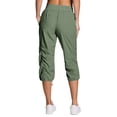 thumbnail image 5 of Capri Cargo Pants for Women High Waist Casual Loose Fit Work Capris Lightweight Quick Dry Hiking Joggers Crop Pants Green XXL, 5 of 6