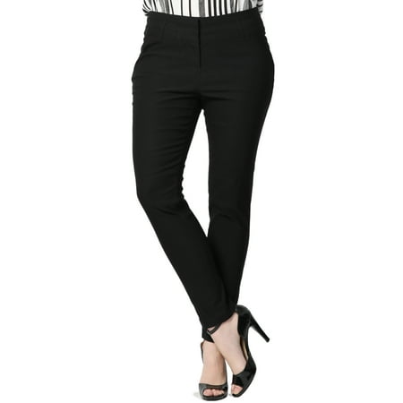 Rose Waistband - TheMogan Women's Plus Wide Waistband Mid Rise Stretch Slim Fit Trouser Pants