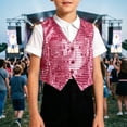 thumbnail image 2 of WhouRiu Boys Glitter Sequins Vests Sleeveless Button Down Dance Tank Tops Kids Fashion Stage Performance Party Clothing,4-5 Years, 2 of 4